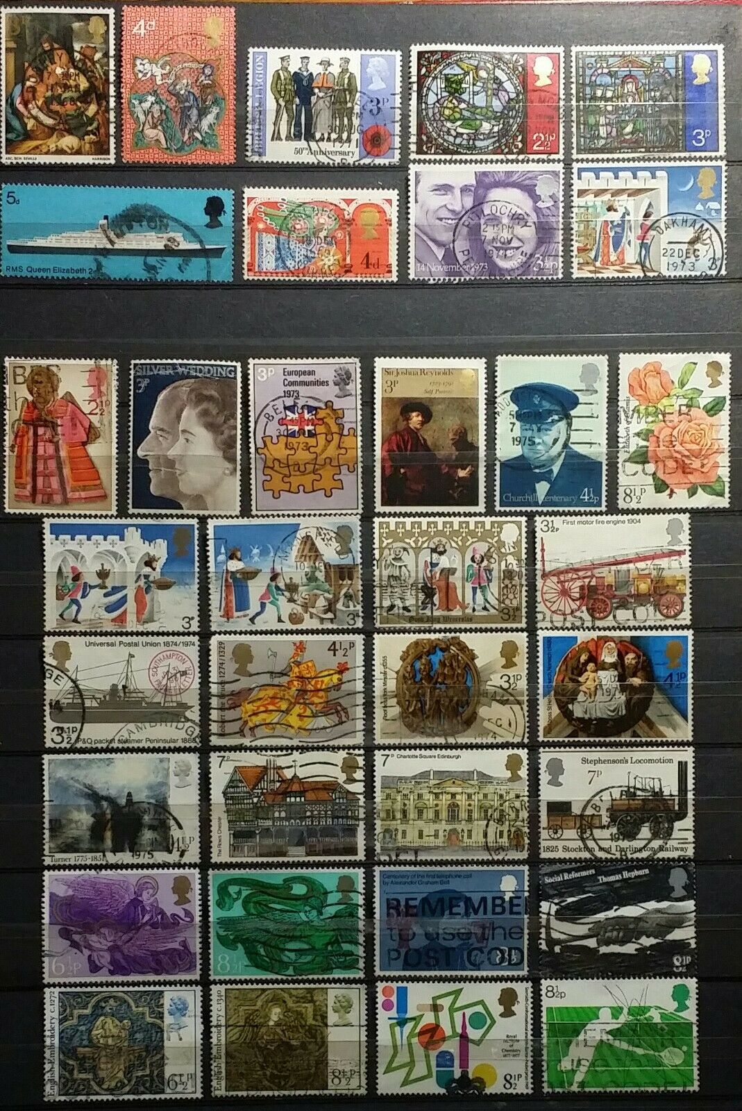 Great Britain Stamp Collection Lot Of 35 Different Used
