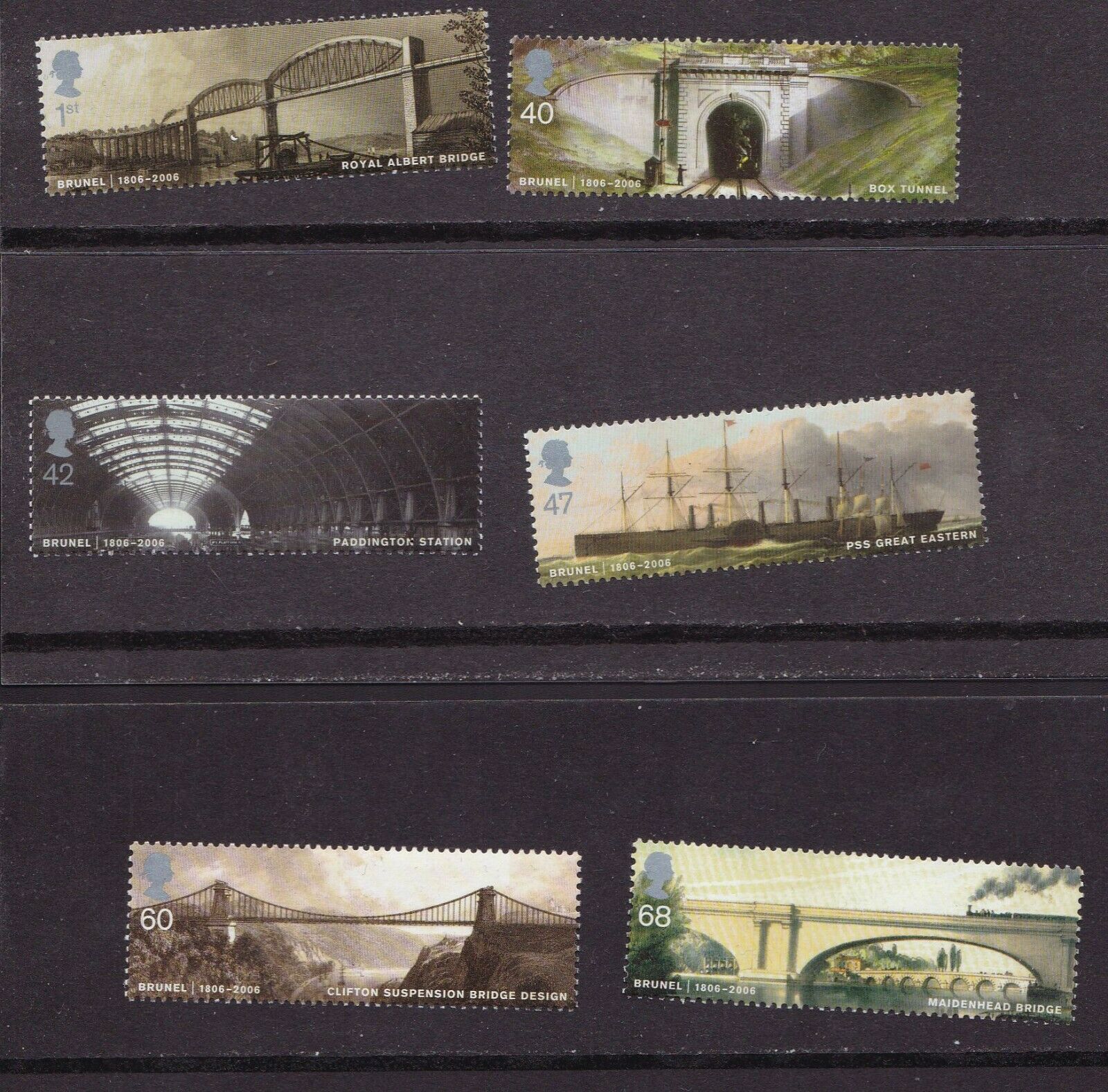 2006 200th Anniversary Of Engineer Isambard Kingdom Brunel Gb Uk Stamp Set Mh