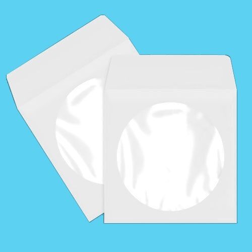 500 Premium Quality Cd Dvd White Paper Sleeve Clear Window Flap Envelopes 100gr