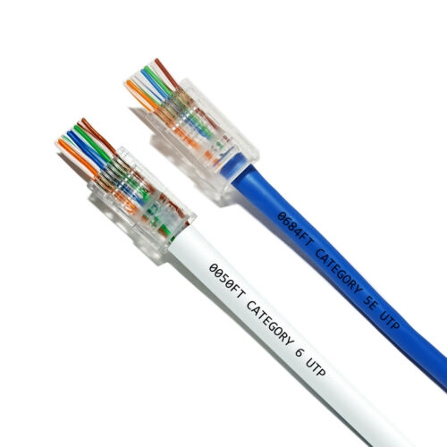 100 Pcs Rj45 Network Modular Plug 8p8c Cat5e Cable Connector End Pass Through